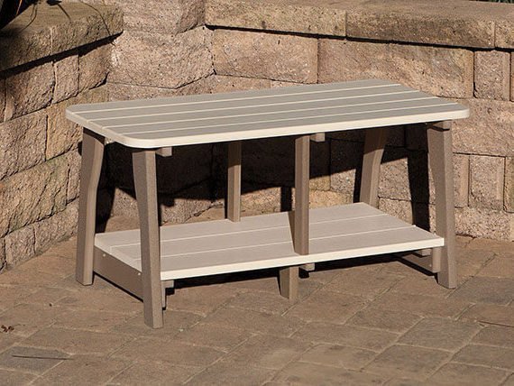 Poly coffee table in ivory and weathered wood