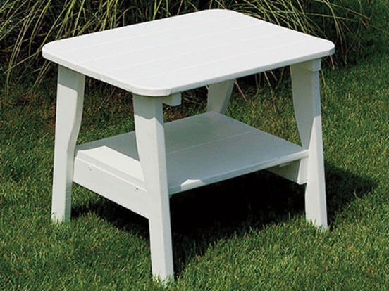 End table A two-tier poly end table in white.
