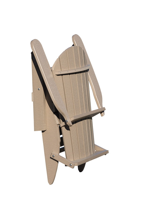 Poly fan back folding chair, folded and open