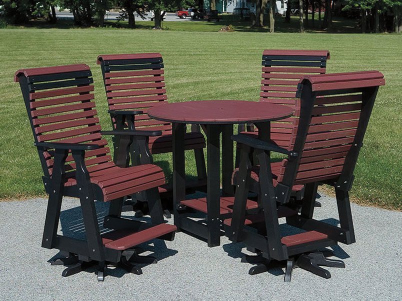 Poly roll back pub set in cherry wood and black