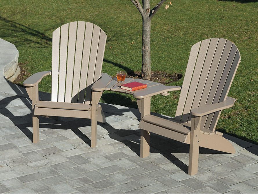 Poly fan back chairs with a clip-on settee table