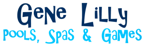 Gene Lilly's Pools, Spas, and Games logo.